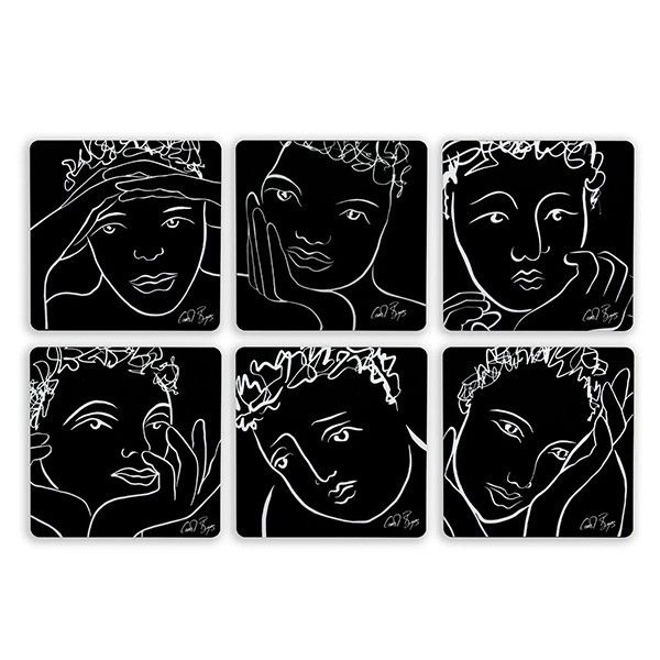 Picture of   Carol Boyes coaster set of 6-sketchbook black